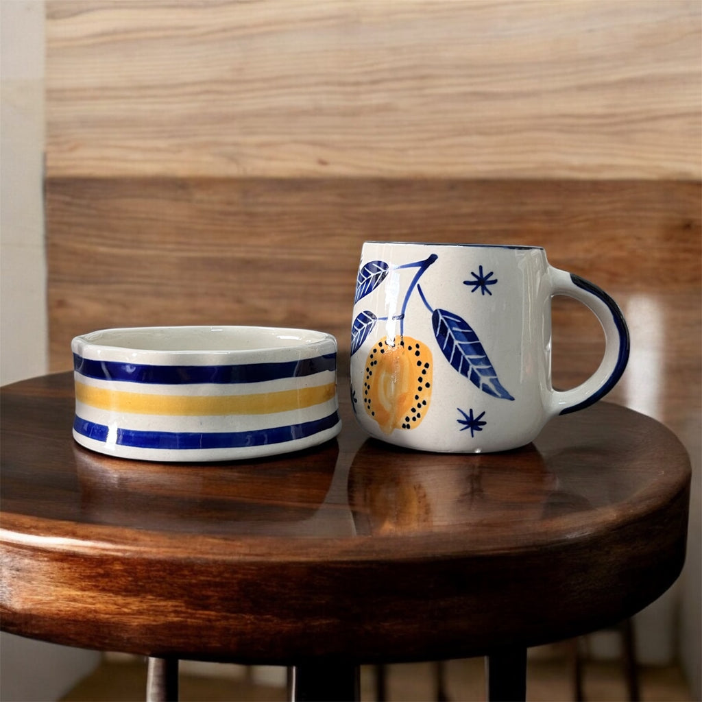 SOULCRAFTZ Twinning Edition Coffee & Tea Mugs & Bowl Set (White, 250ml)