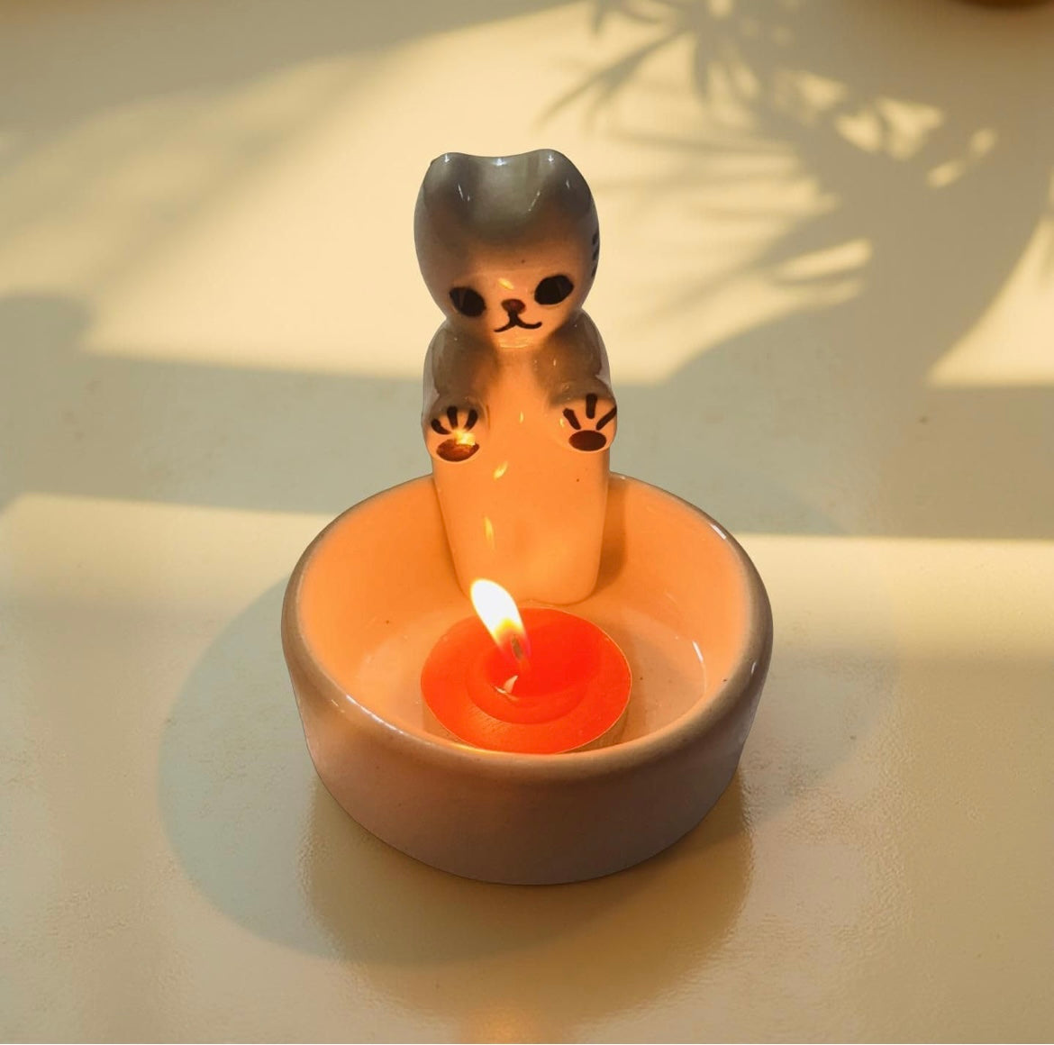 Ceramic Tea Light Candle Holder for Home Decoration | Handmade Table Decor | Decorative Tea Light Stand for Living Room, Bedroom & Festive Decoration (White)