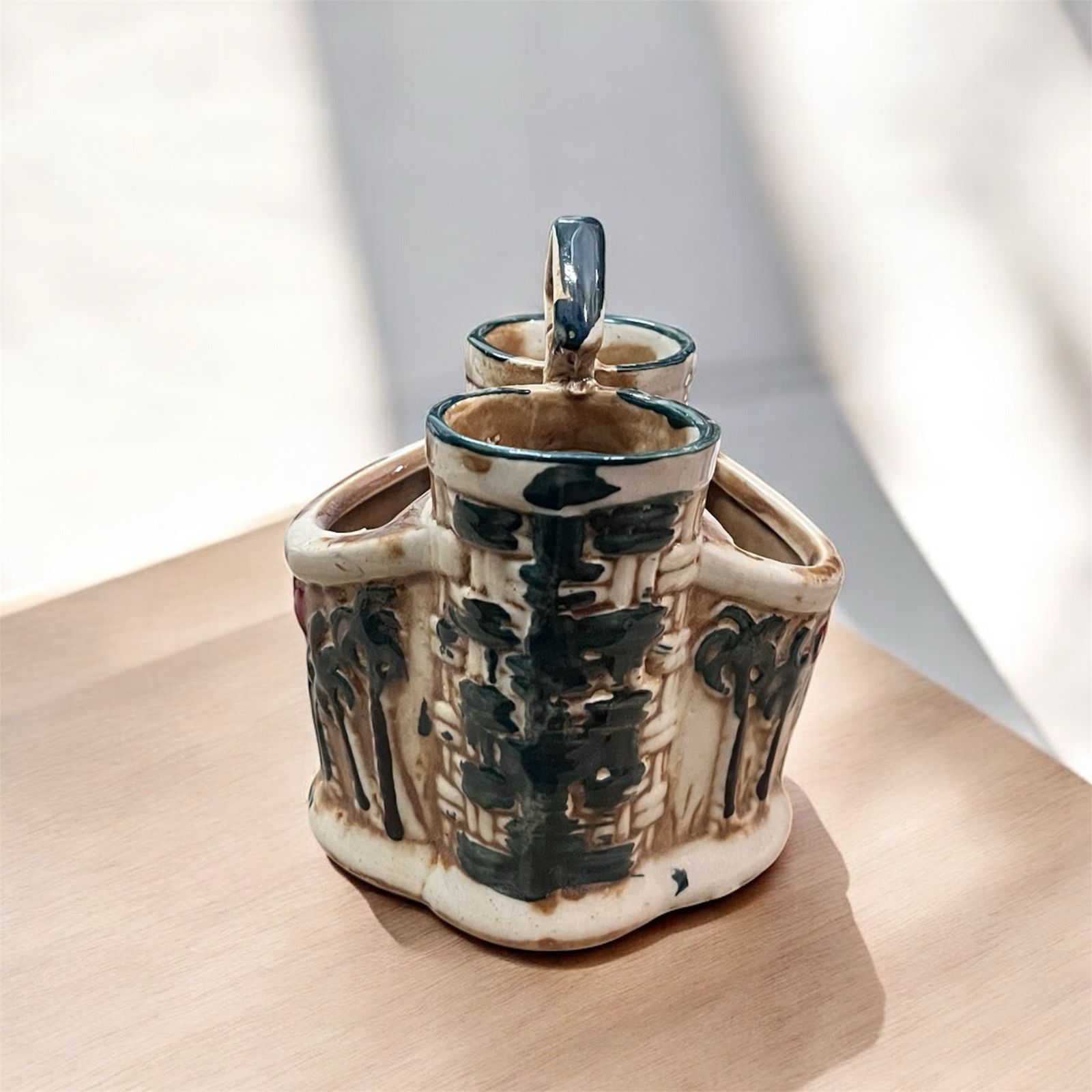 SOULCRAFTZ Goa Edition Ceramic Cutlery Holder – Handcrafted Coastal Elegance